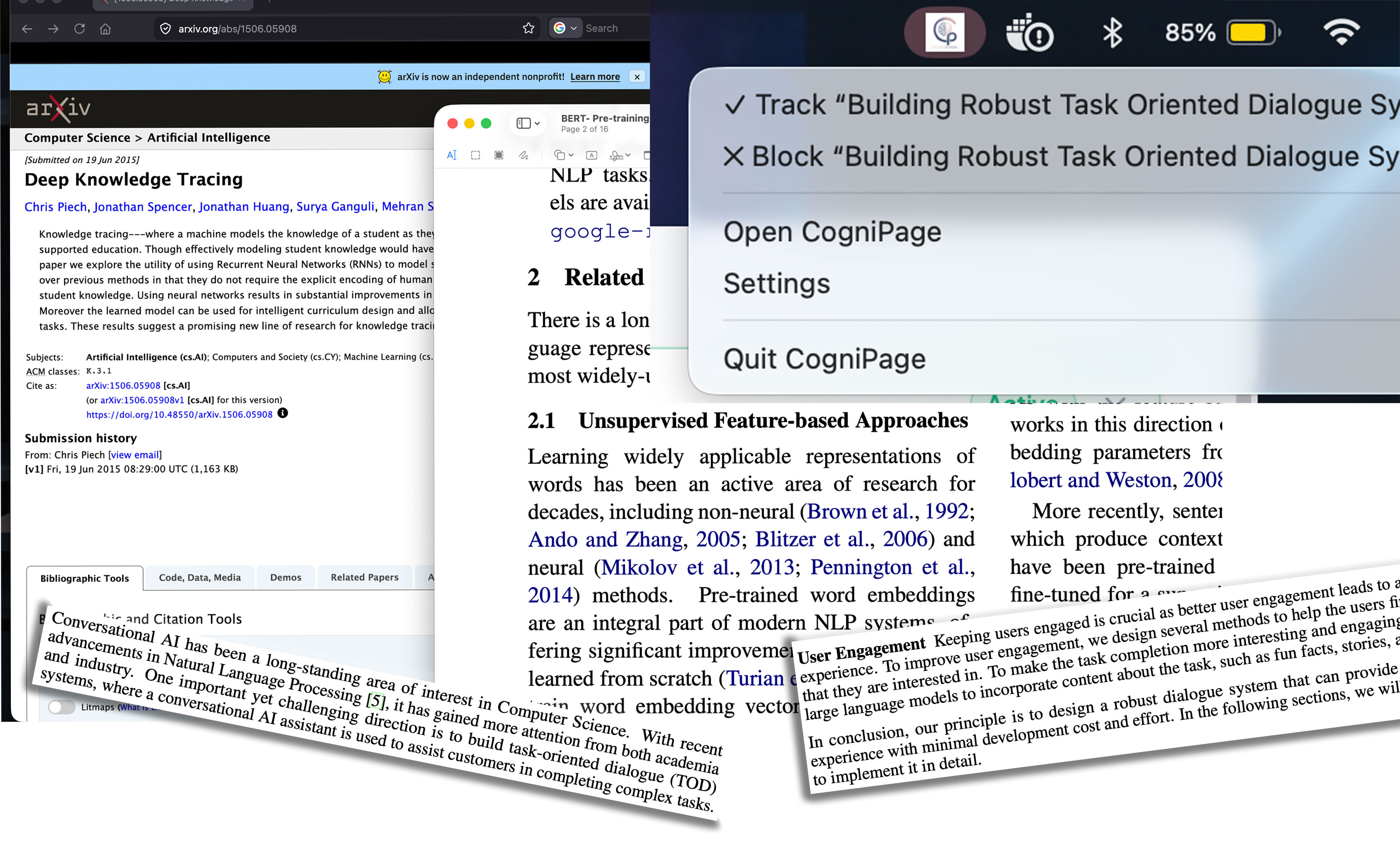 Paragraphs captured automatically into materials