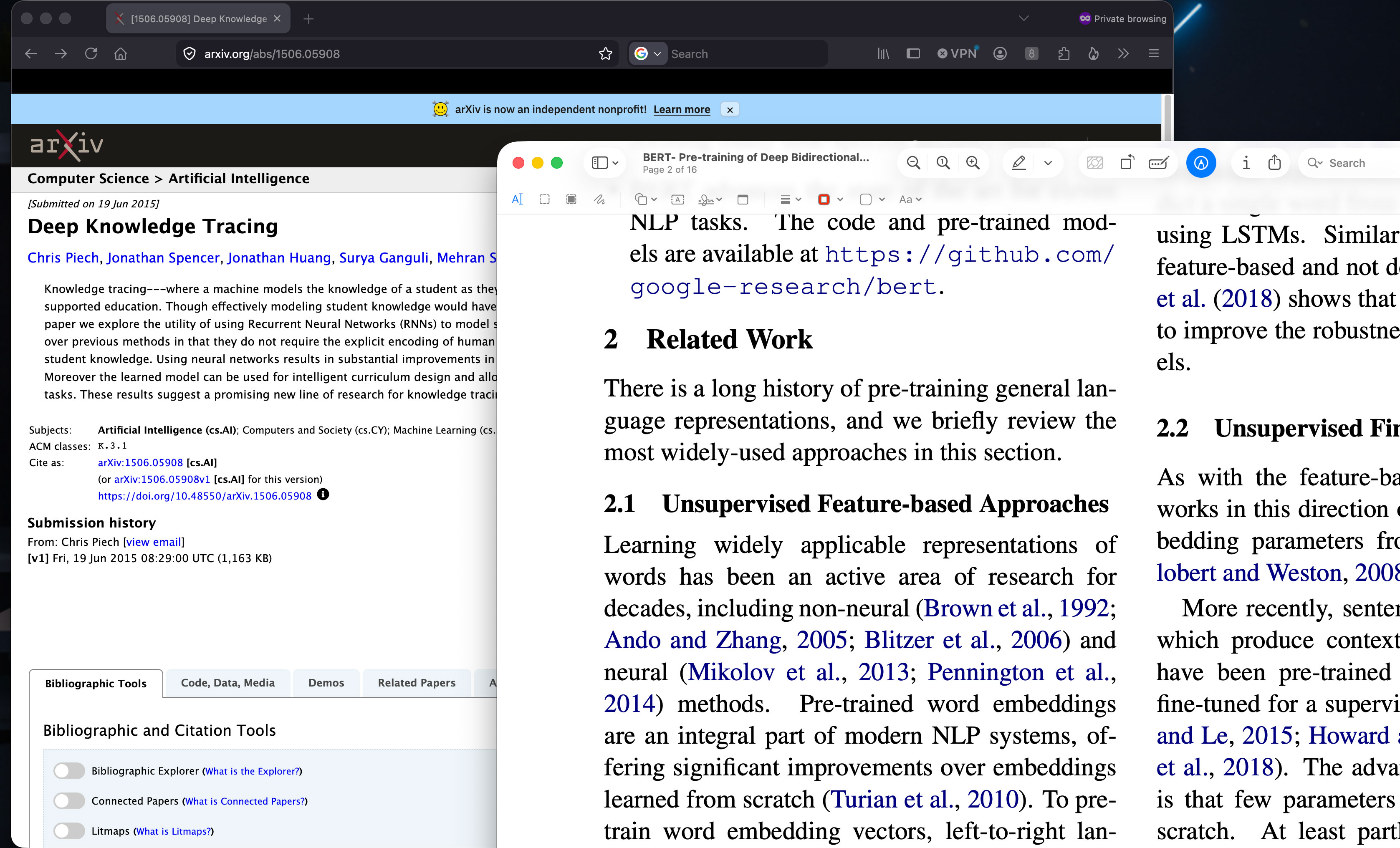CogniPage reading along beside a PDF and the web